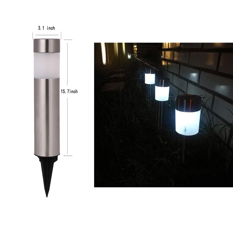 SUNWIND Solar Bollard Lights Outdoor - 6 Pack Stainless Steel Warm White LED Landscape Lights Waterproof Decorative Lighting for Backyard Lawn Patio - Image 3